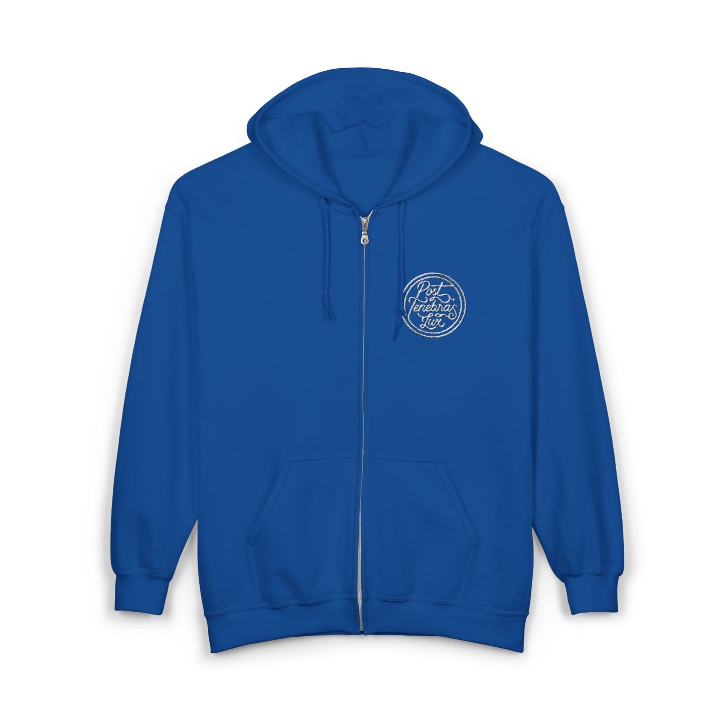 Post Tenebras Lux | Adult Unisex Gildan Full Zip Hooded Sweatshirt (Embroidered)
