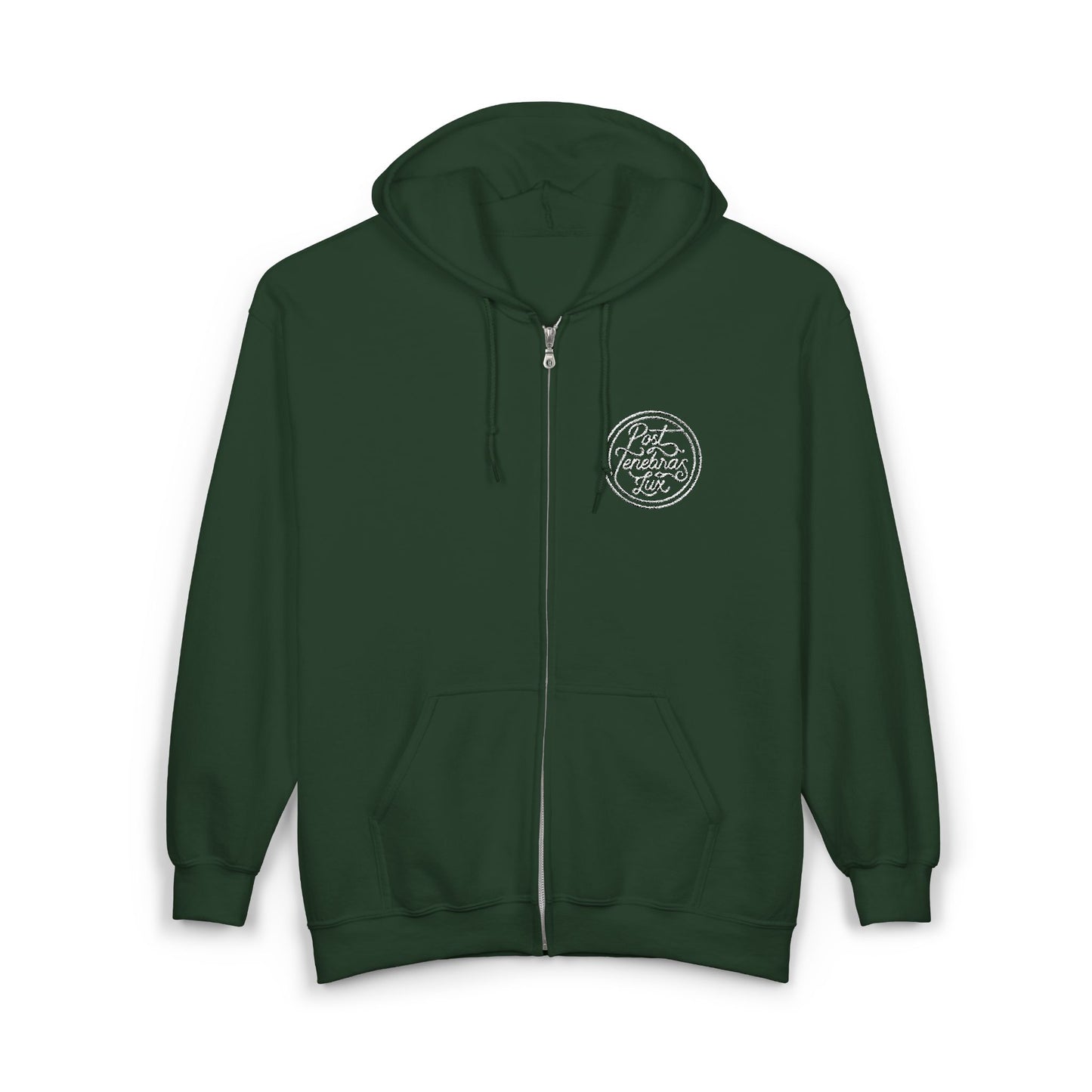 Post Tenebras Lux | Adult Unisex Gildan Full Zip Hooded Sweatshirt (Embroidered)