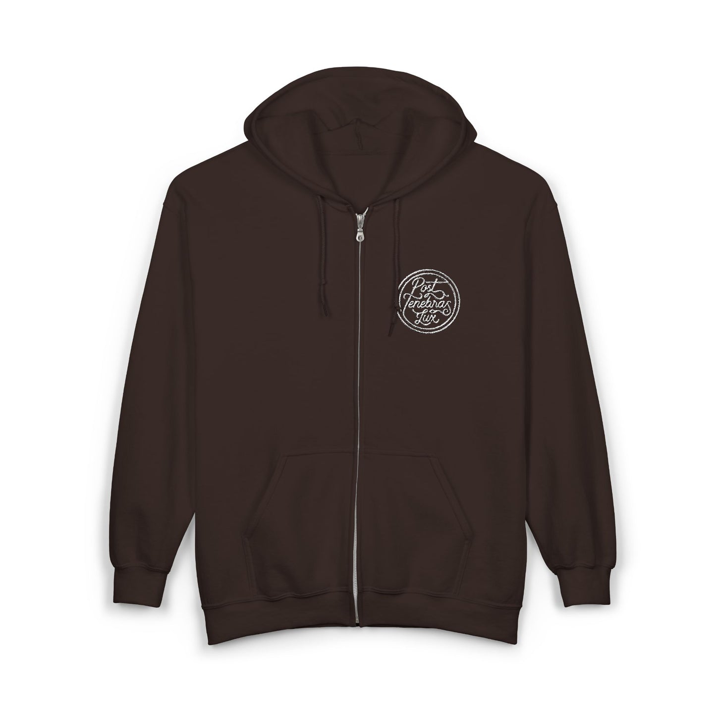 Post Tenebras Lux | Adult Unisex Gildan Full Zip Hooded Sweatshirt (Embroidered)