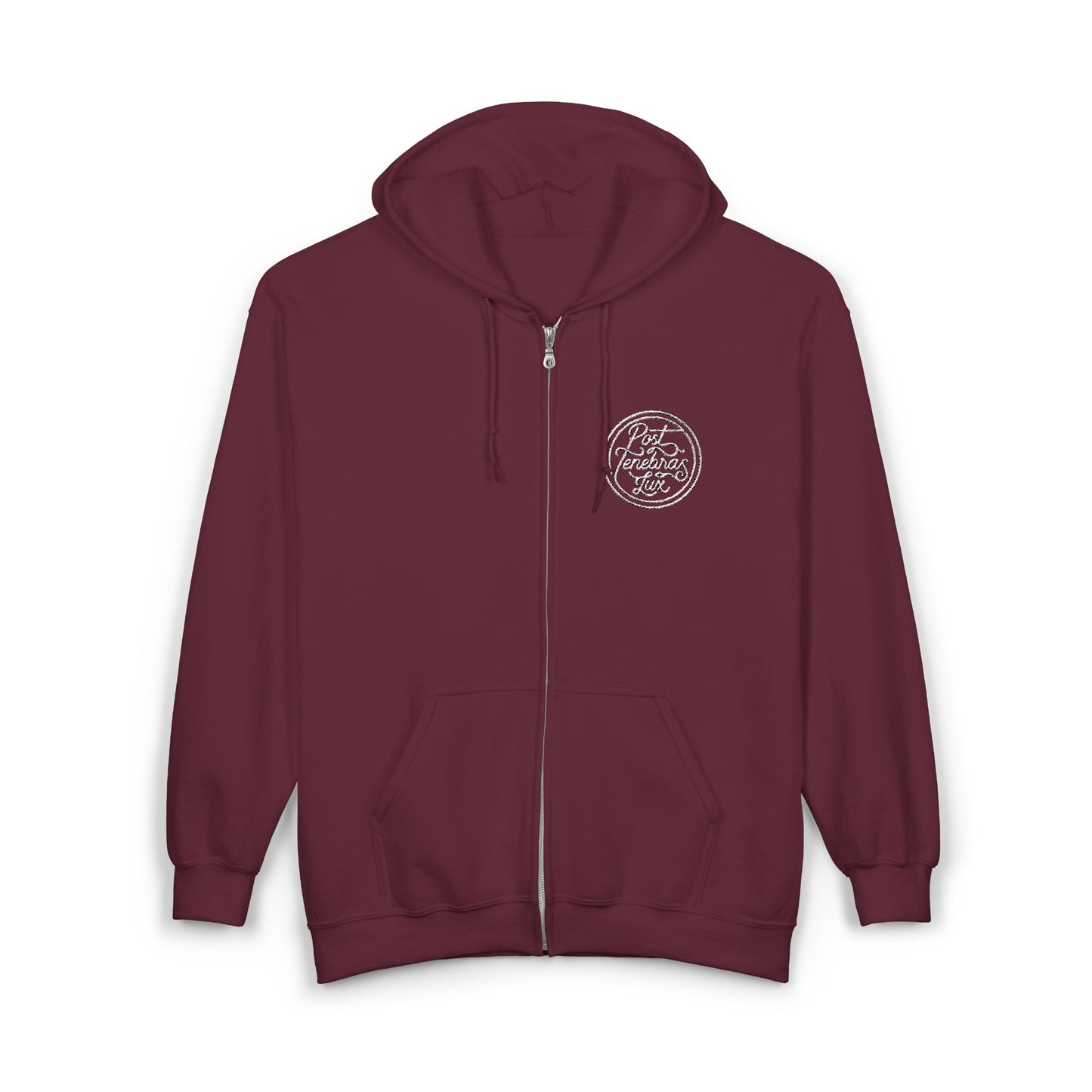 Post Tenebras Lux | Adult Unisex Gildan Full Zip Hooded Sweatshirt (Embroidered)