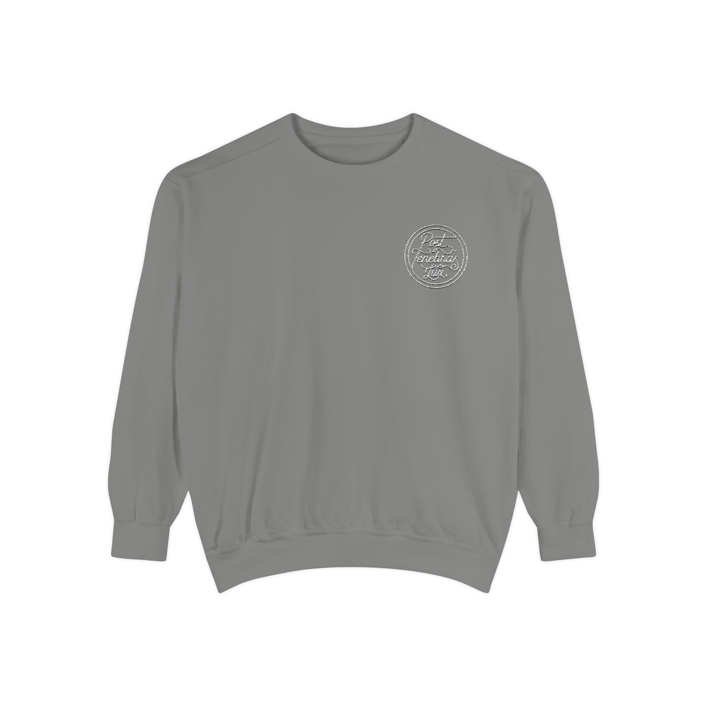 Post Tenebras Lux | Adult Unisex Comfort Colors Sweatshirt (Embroidered)