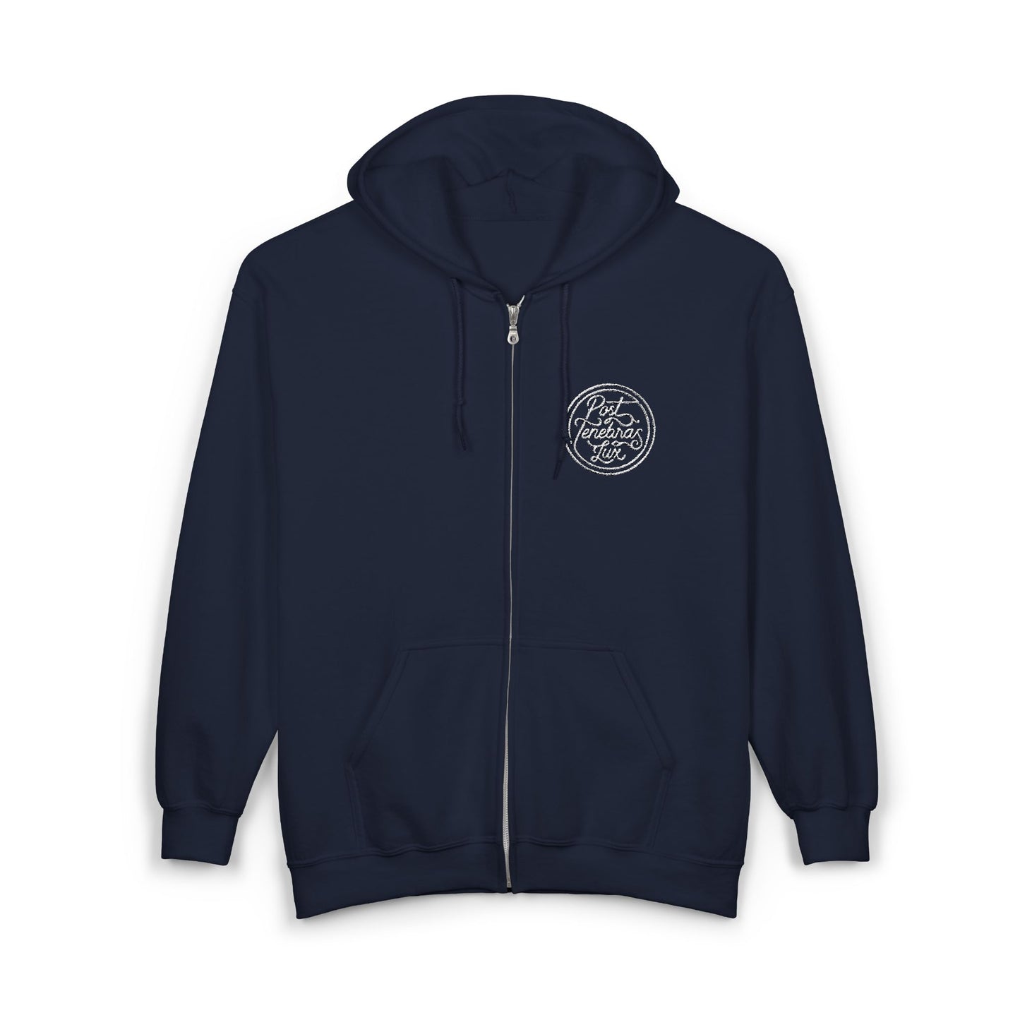 Post Tenebras Lux | Adult Unisex Gildan Full Zip Hooded Sweatshirt (Embroidered)