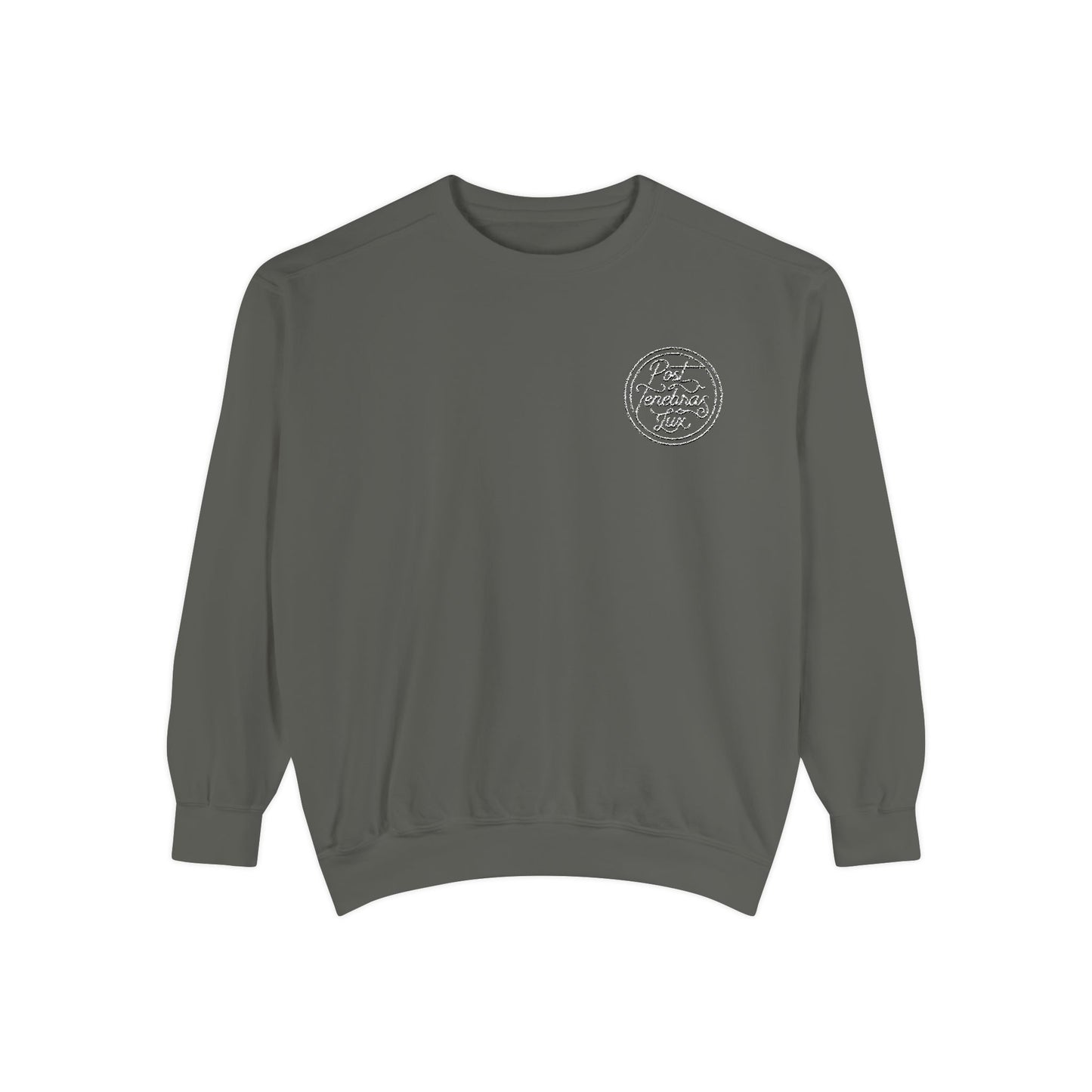 Post Tenebras Lux | Adult Unisex Comfort Colors Sweatshirt (Embroidered)