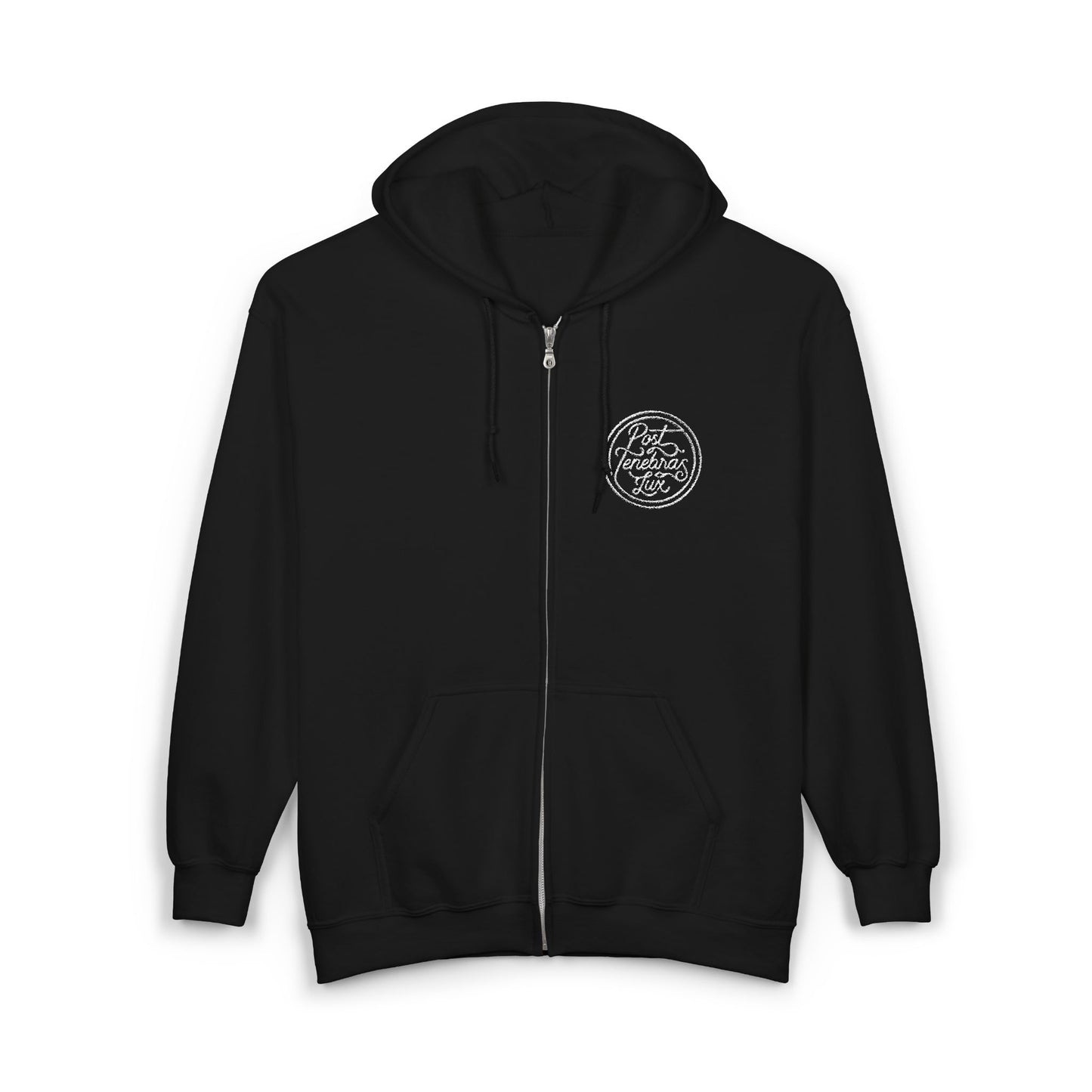 Post Tenebras Lux | Adult Unisex Gildan Full Zip Hooded Sweatshirt (Embroidered)