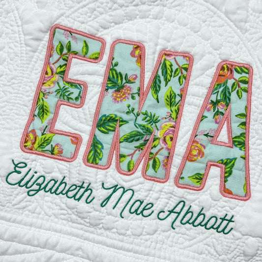 INITIALS APPLIQUE | BABY QUILT