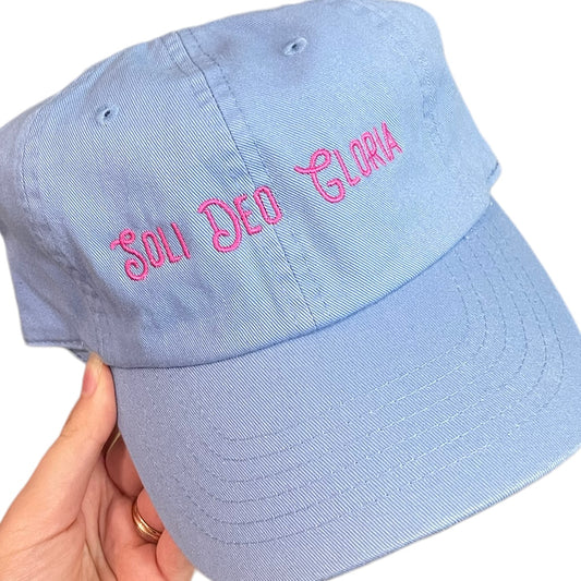 soli deo gloria | hat | light blue + pink