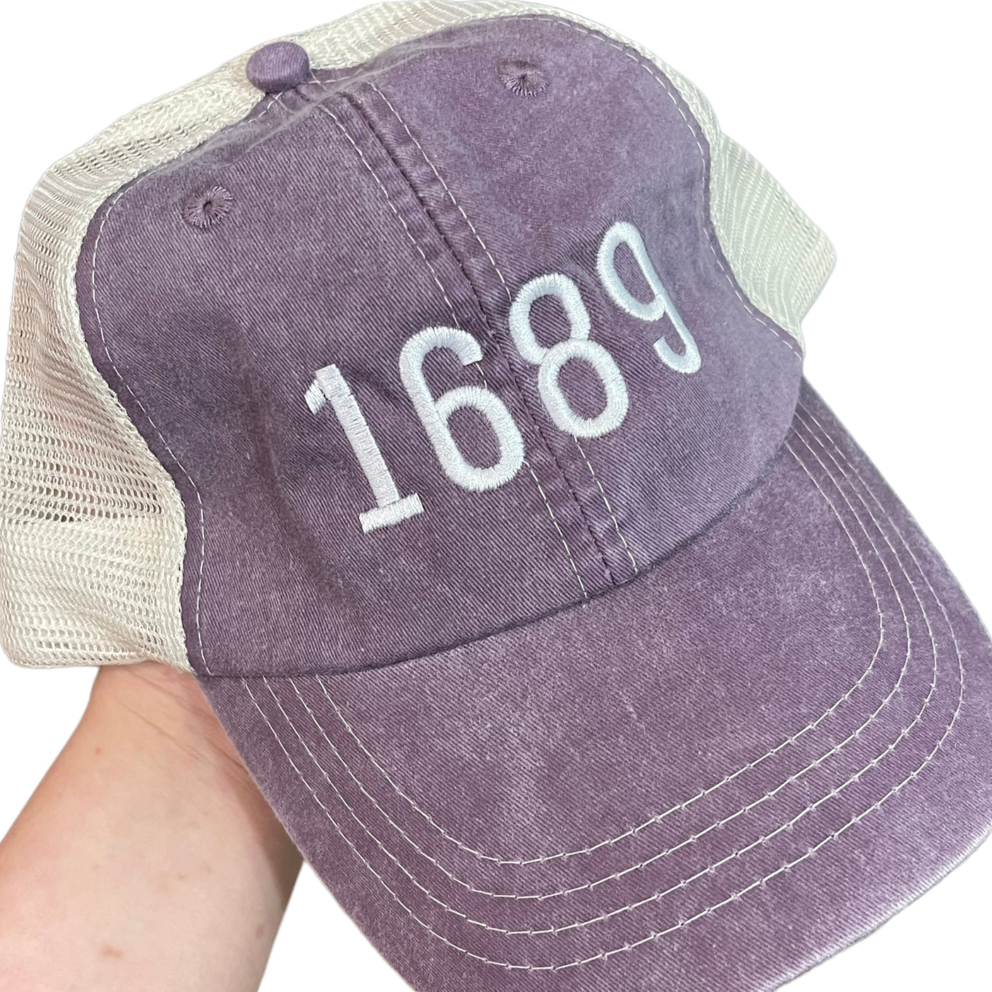 1689 | hat | purple trucker + white